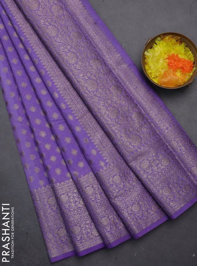 Semi chiniya saree lavender with woven buttas and woven border