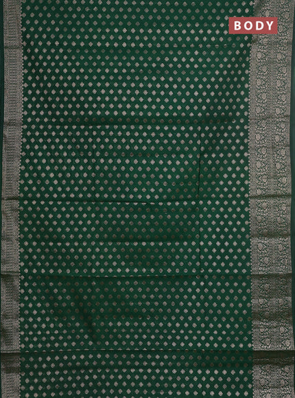 Semi chiniya saree green with woven buttas and woven border