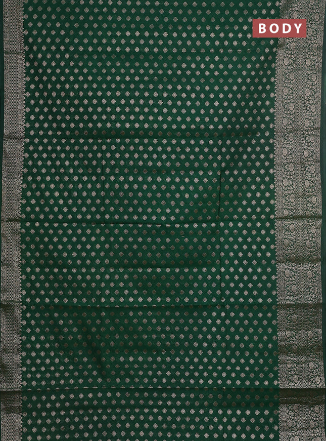 Semi chiniya saree green with woven buttas and woven border
