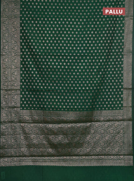 Semi chiniya saree green with woven buttas and woven border