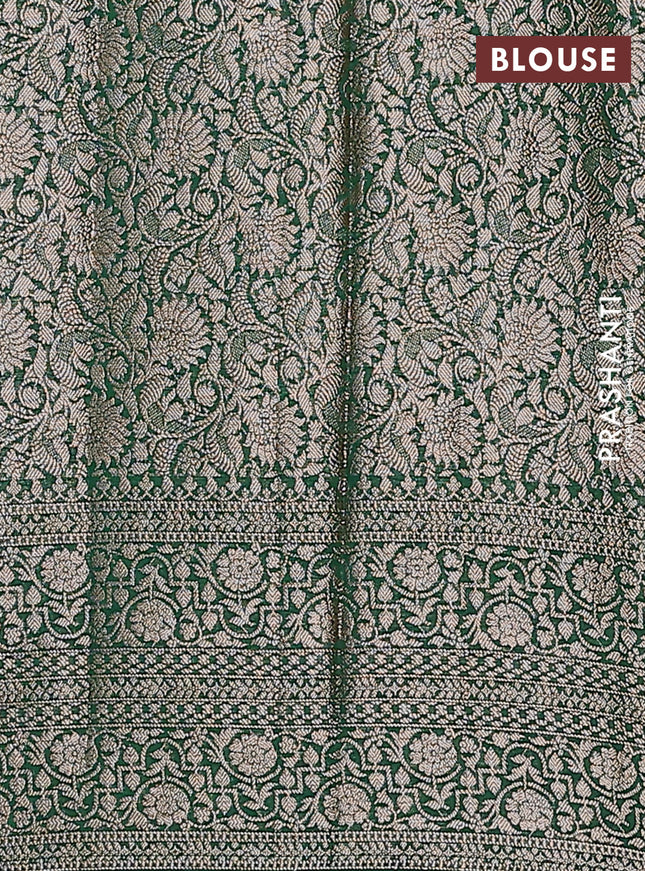 Semi chiniya saree green with woven buttas and woven border