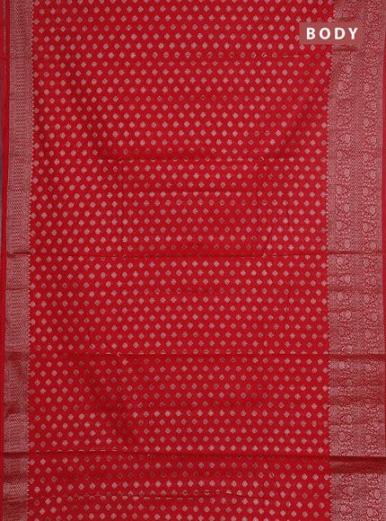 Semi chiniya saree red with woven buttas and woven border