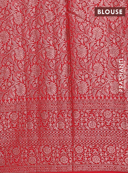 Semi chiniya saree red with woven buttas and woven border
