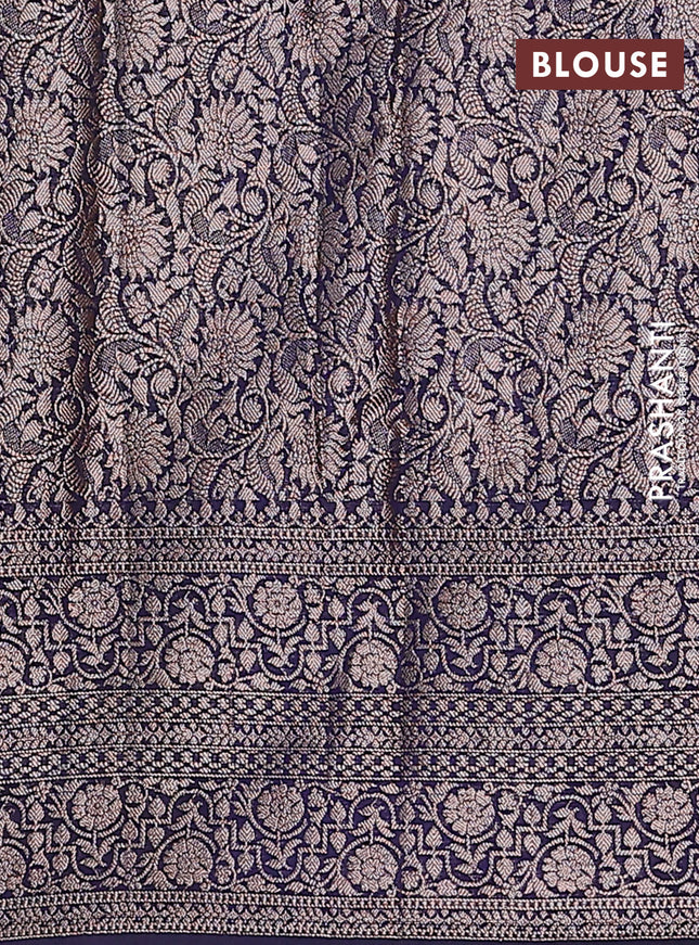 Semi chiniya saree navy blue with woven buttas and woven border