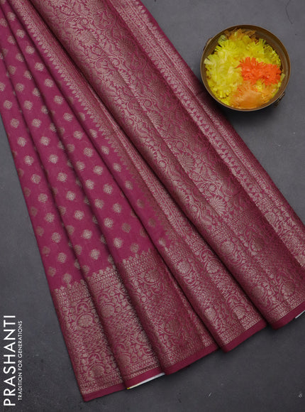 Semi chiniya saree mauve pink with woven buttas and woven border