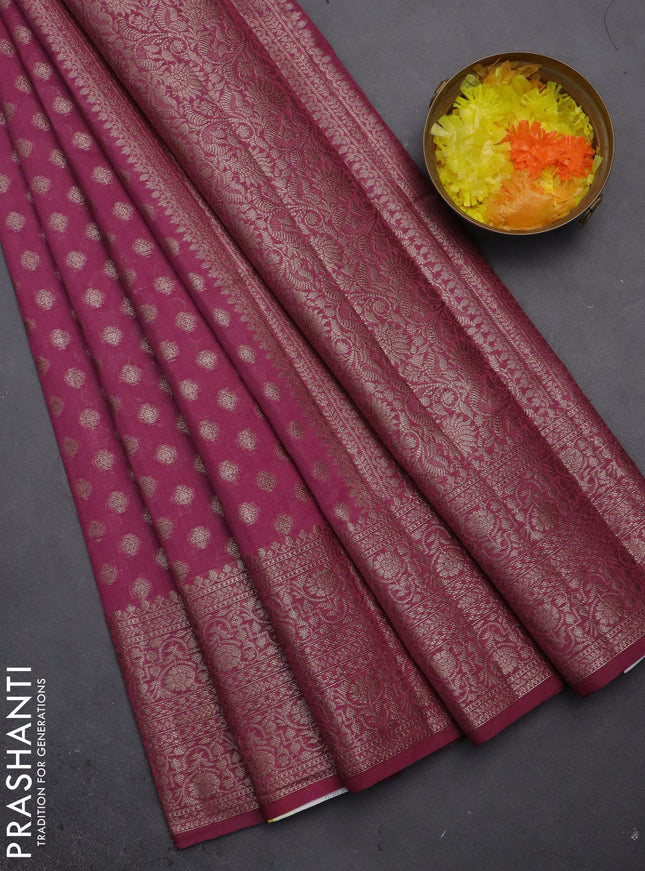 Semi chiniya saree mauve pink with woven buttas and woven border