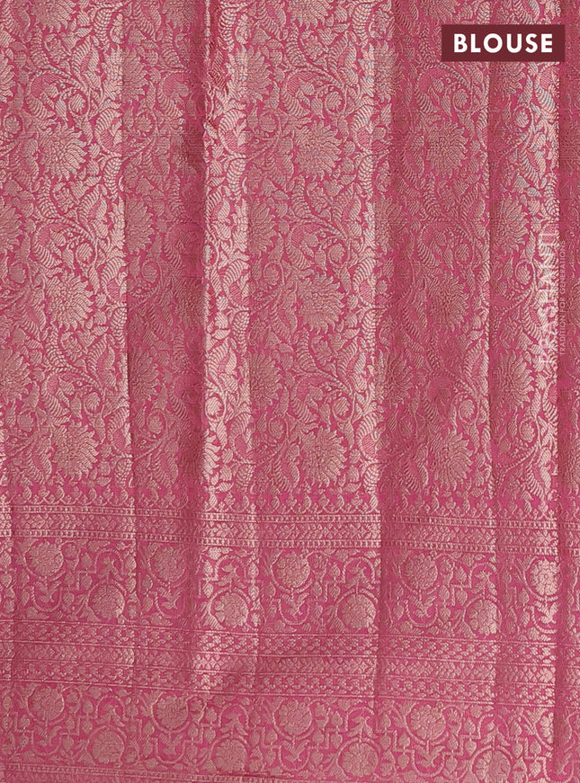 Semi chiniya saree mauve pink with woven buttas and woven border