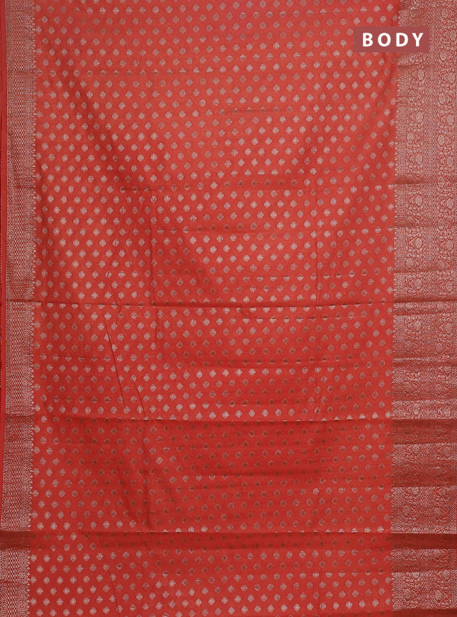 Semi chiniya saree peach orange with woven buttas and woven border