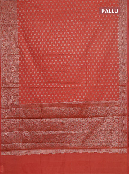 Semi chiniya saree peach orange with woven buttas and woven border