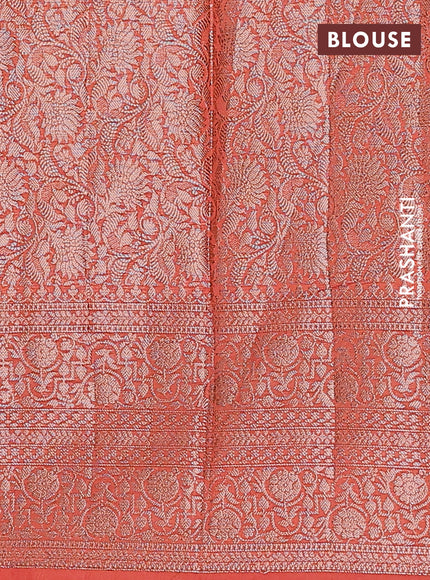 Semi chiniya saree peach orange with woven buttas and woven border