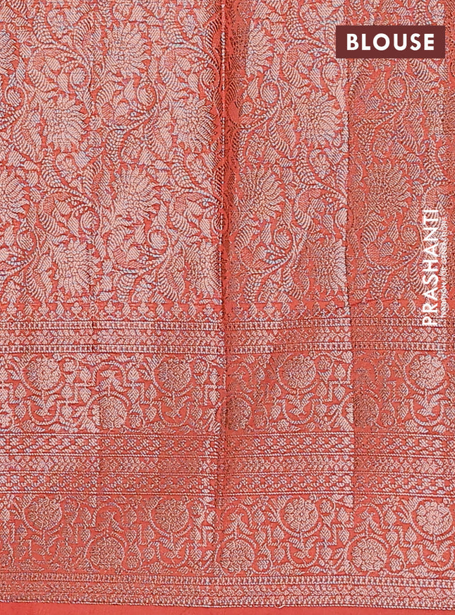 Semi chiniya saree peach orange with woven buttas and woven border