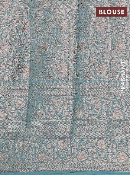 Semi chiniya saree teal blue with woven buttas and woven border