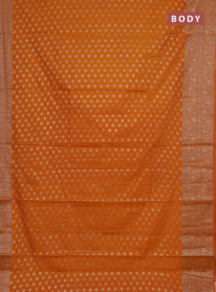 Semi chiniya saree mustard shade with woven buttas and woven border