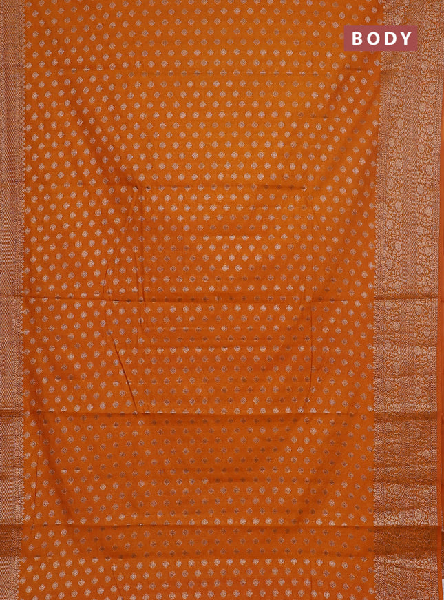 Semi chiniya saree mustard shade with woven buttas and woven border