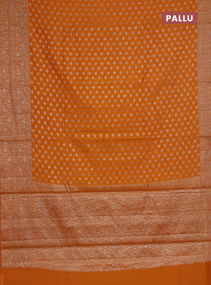 Semi chiniya saree mustard shade with woven buttas and woven border