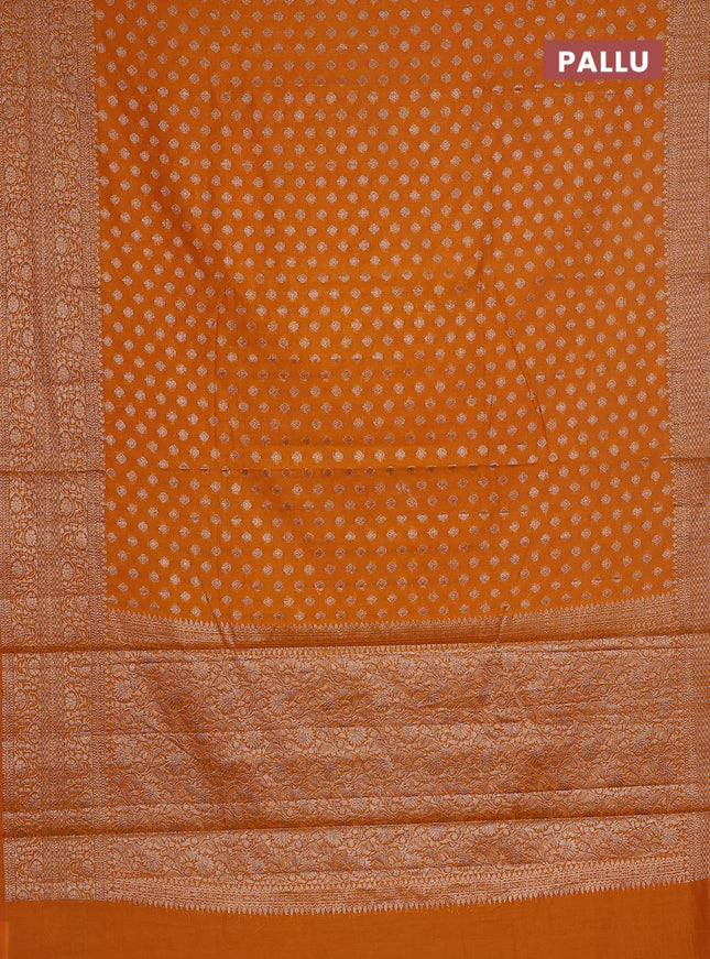 Semi chiniya saree mustard shade with woven buttas and woven border