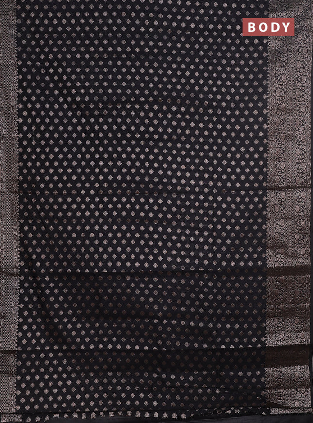 Semi chiniya saree black with woven buttas and woven border