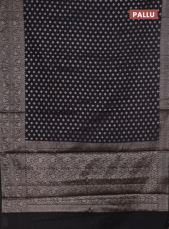 Semi chiniya saree black with woven buttas and woven border