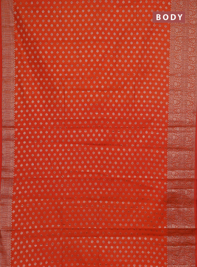 Semi chiniya saree orange with woven buttas and woven border