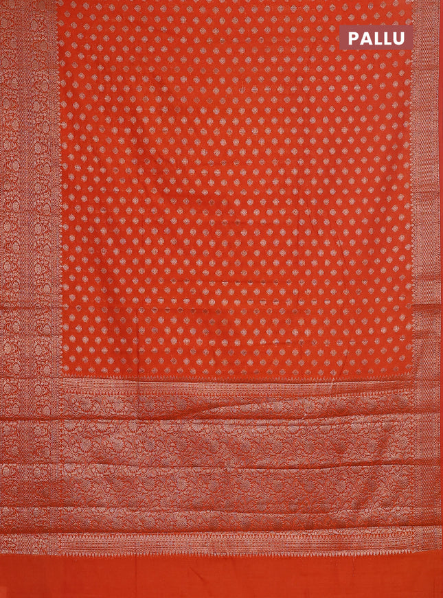 Semi chiniya saree orange with woven buttas and woven border