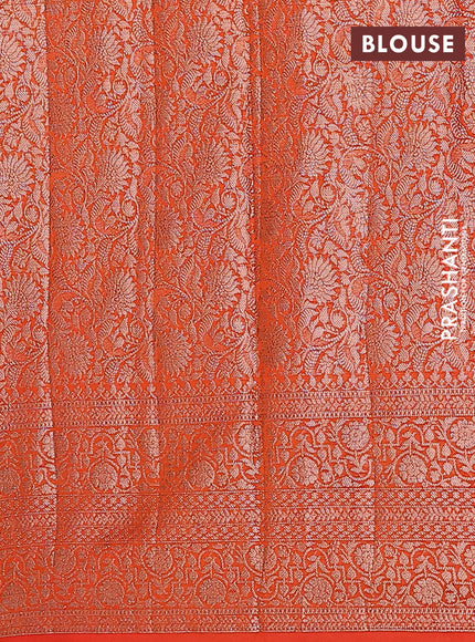 Semi chiniya saree orange with woven buttas and woven border