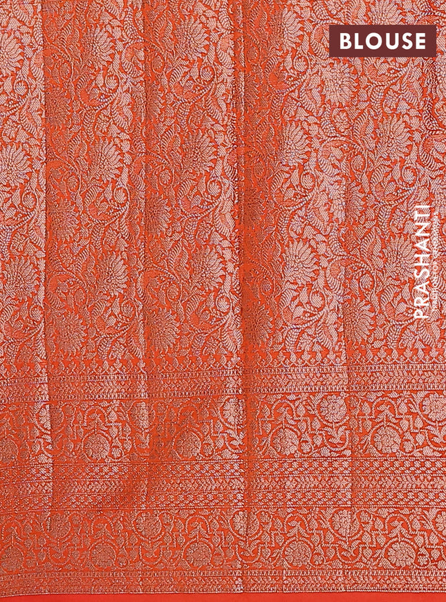 Semi chiniya saree orange with woven buttas and woven border