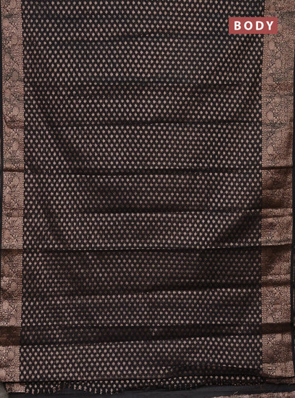 Semi chiniya saree black with woven buttas and woven border