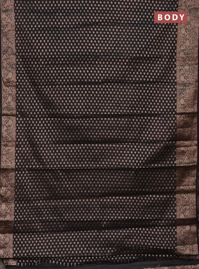 Semi chiniya saree black with woven buttas and woven border