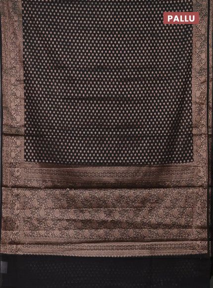 Semi chiniya saree black with woven buttas and woven border