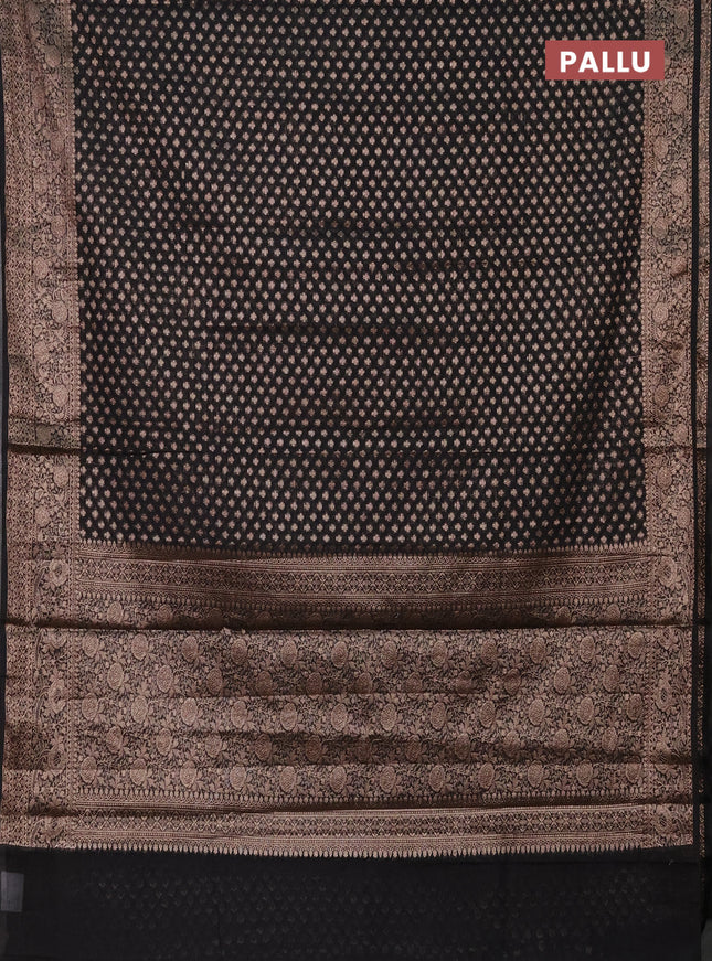 Semi chiniya saree black with woven buttas and woven border