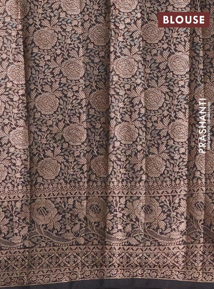 Semi chiniya saree black with woven buttas and woven border