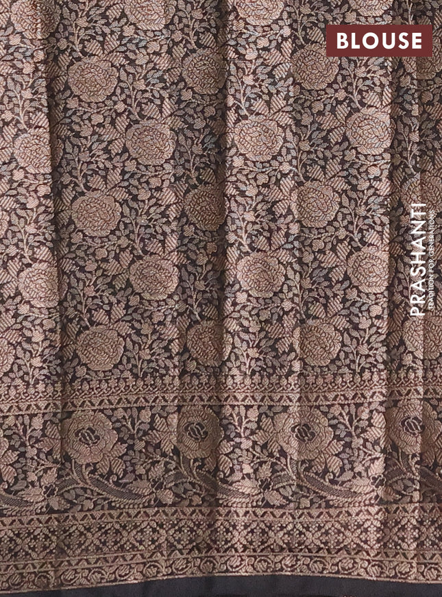 Semi chiniya saree black with woven buttas and woven border