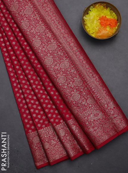 Semi chiniya saree pink with woven buttas and woven border