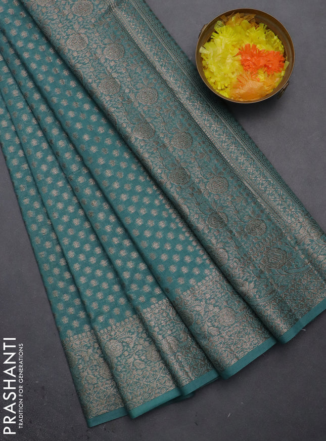 Semi chiniya saree pastel blue with woven buttas and woven border