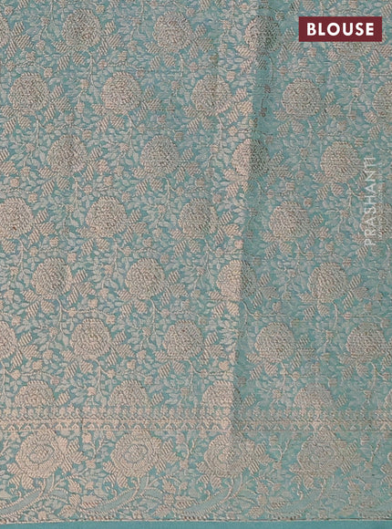 Semi chiniya saree pastel blue with woven buttas and woven border