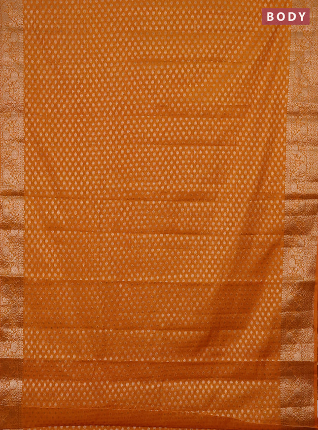 Semi chiniya saree mustard yellow with woven buttas and woven border