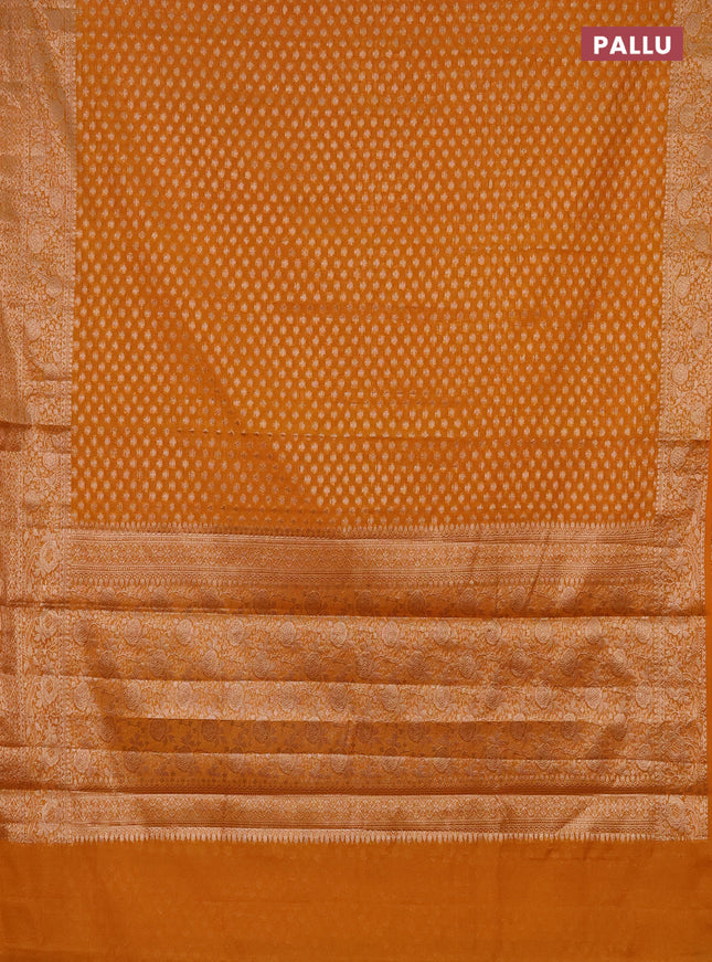 Semi chiniya saree mustard yellow with woven buttas and woven border