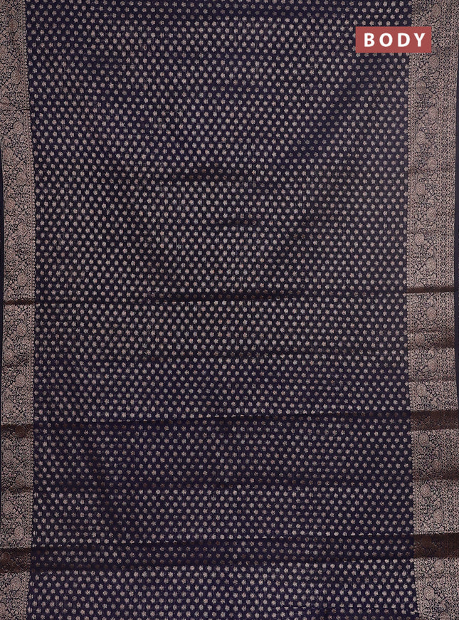 Semi chiniya saree navy blue with woven buttas and woven border