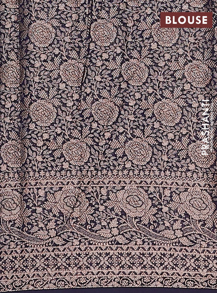 Semi chiniya saree navy blue with woven buttas and woven border