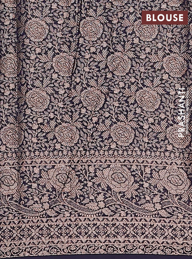 Semi chiniya saree navy blue with woven buttas and woven border