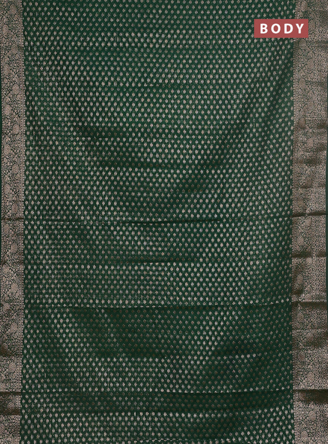 Semi chiniya saree green with woven buttas and woven border