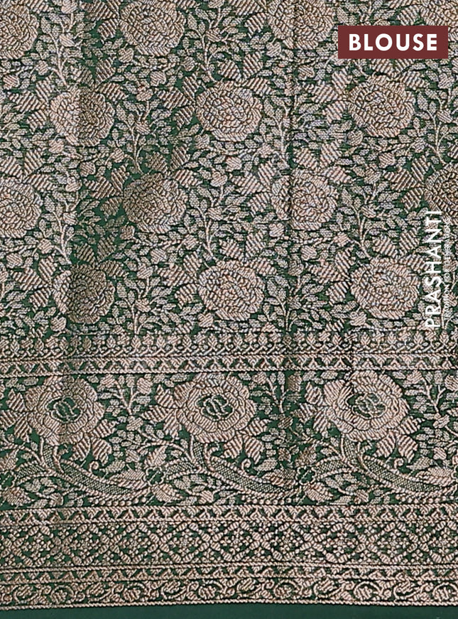 Semi chiniya saree green with woven buttas and woven border