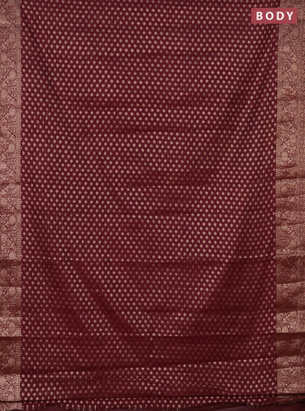 Semi chiniya saree deep maroon with woven buttas and woven border