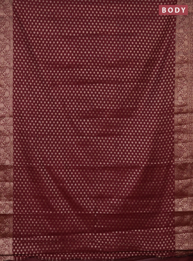 Semi chiniya saree deep maroon with woven buttas and woven border