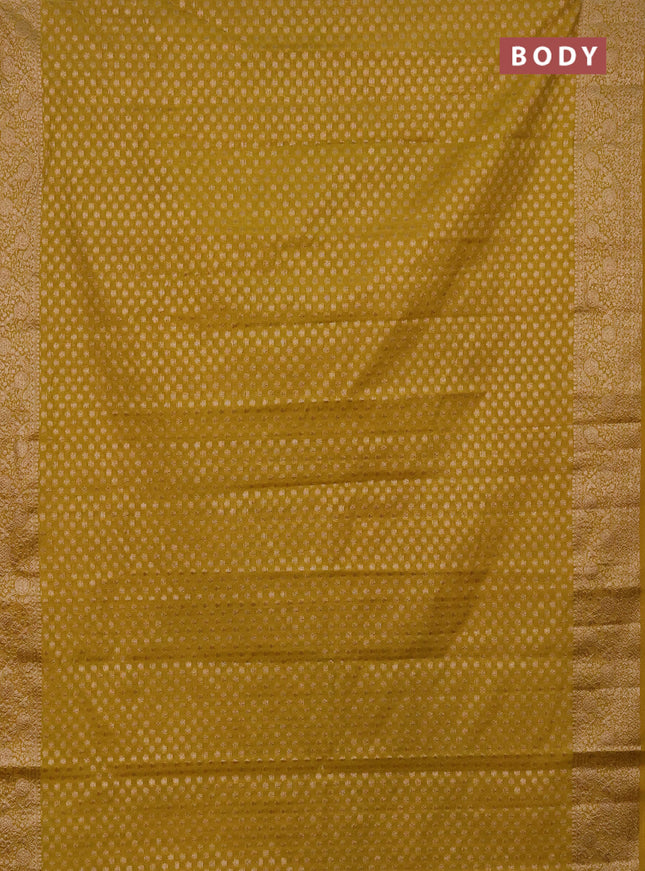 Semi chiniya saree yellow with woven buttas and woven border