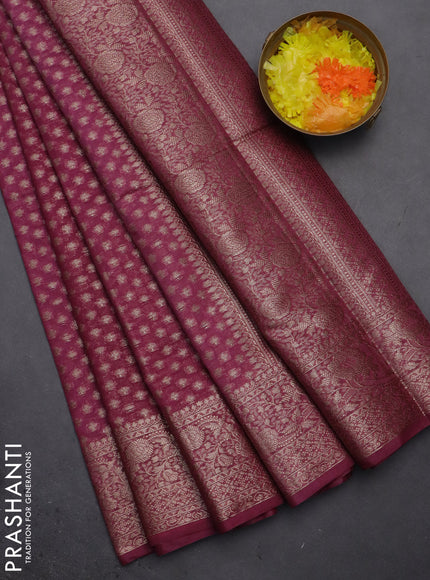 Semi chiniya saree mauve pink with woven buttas and woven border