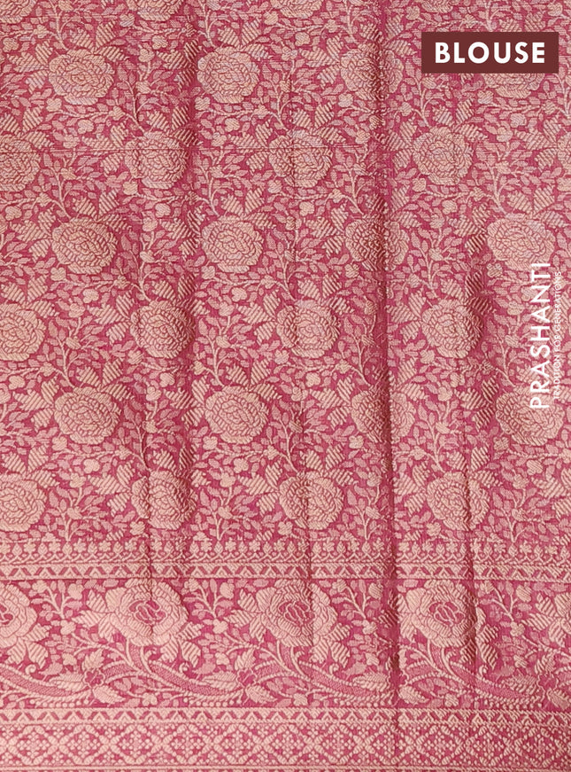 Semi chiniya saree mauve pink with woven buttas and woven border