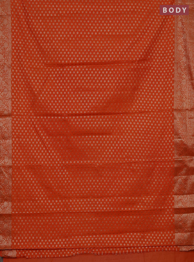 Semi chiniya saree orange with woven buttas and woven border