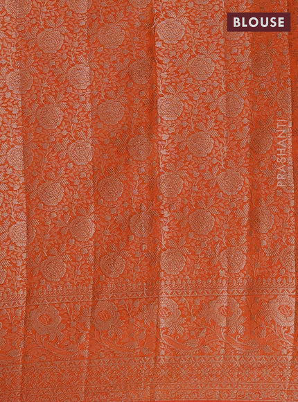 Semi chiniya saree orange with woven buttas and woven border