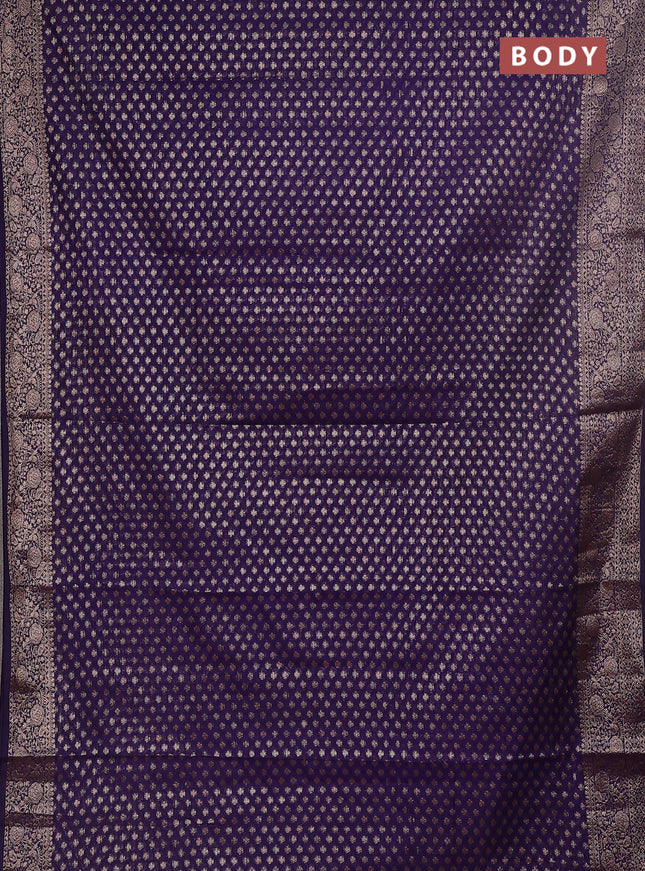 Semi chiniya saree deep violet with woven buttas and woven border